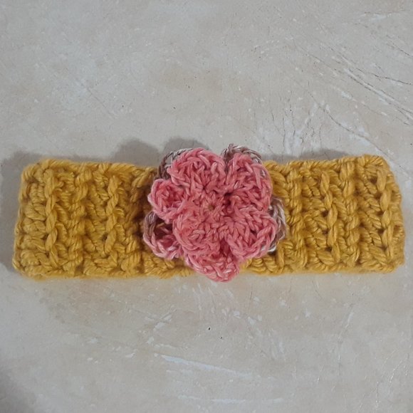Crochet Headband with Flower - Picture 3 of 11